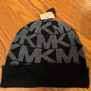Michael Kors Black and White Patterned Beanie